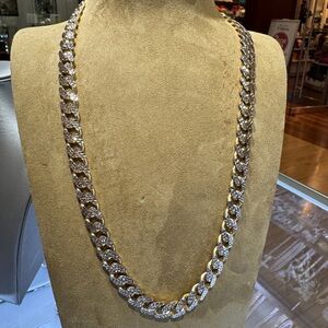 10k yellow gold classic Diamond Cut Curb link chain 10mm x24”